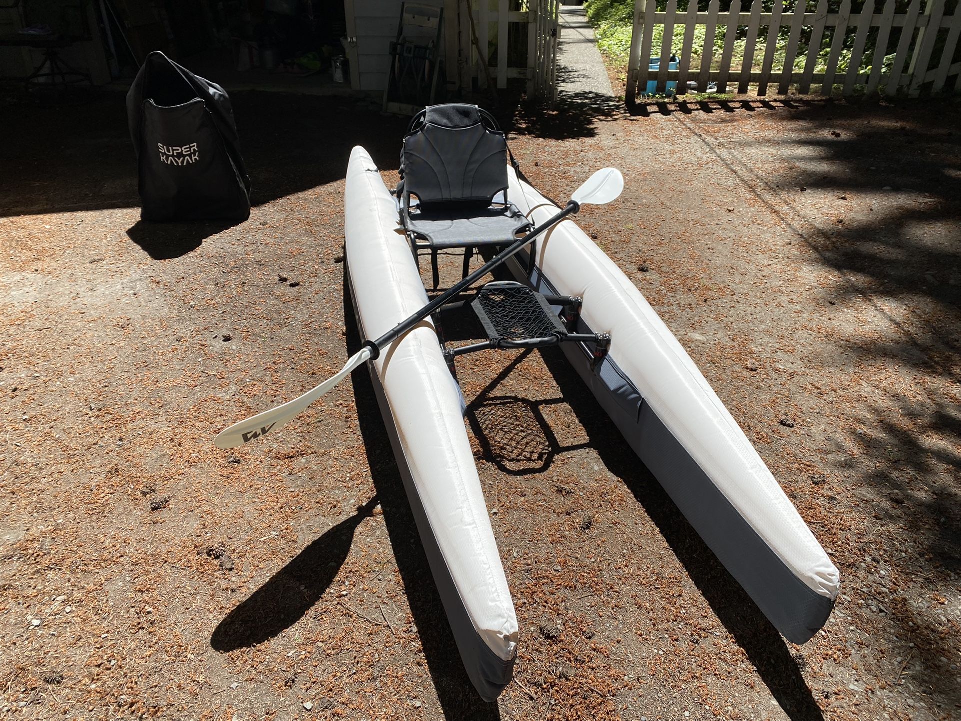 SUPER KAYAK - catamaran style inflatable kayak, 99% unused, tried out once and stopped due to physical therapy, i paid 1200+450 shipping from europe