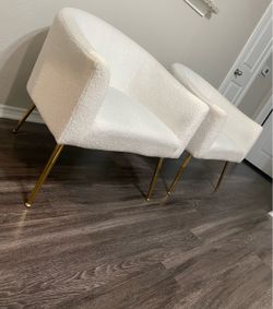 Set of 2 Boucle Accent Chairs with Gold Legs