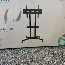 Mobile TV Stand Black Fits 40”-65” TV / Monitor With Wheels New In Box