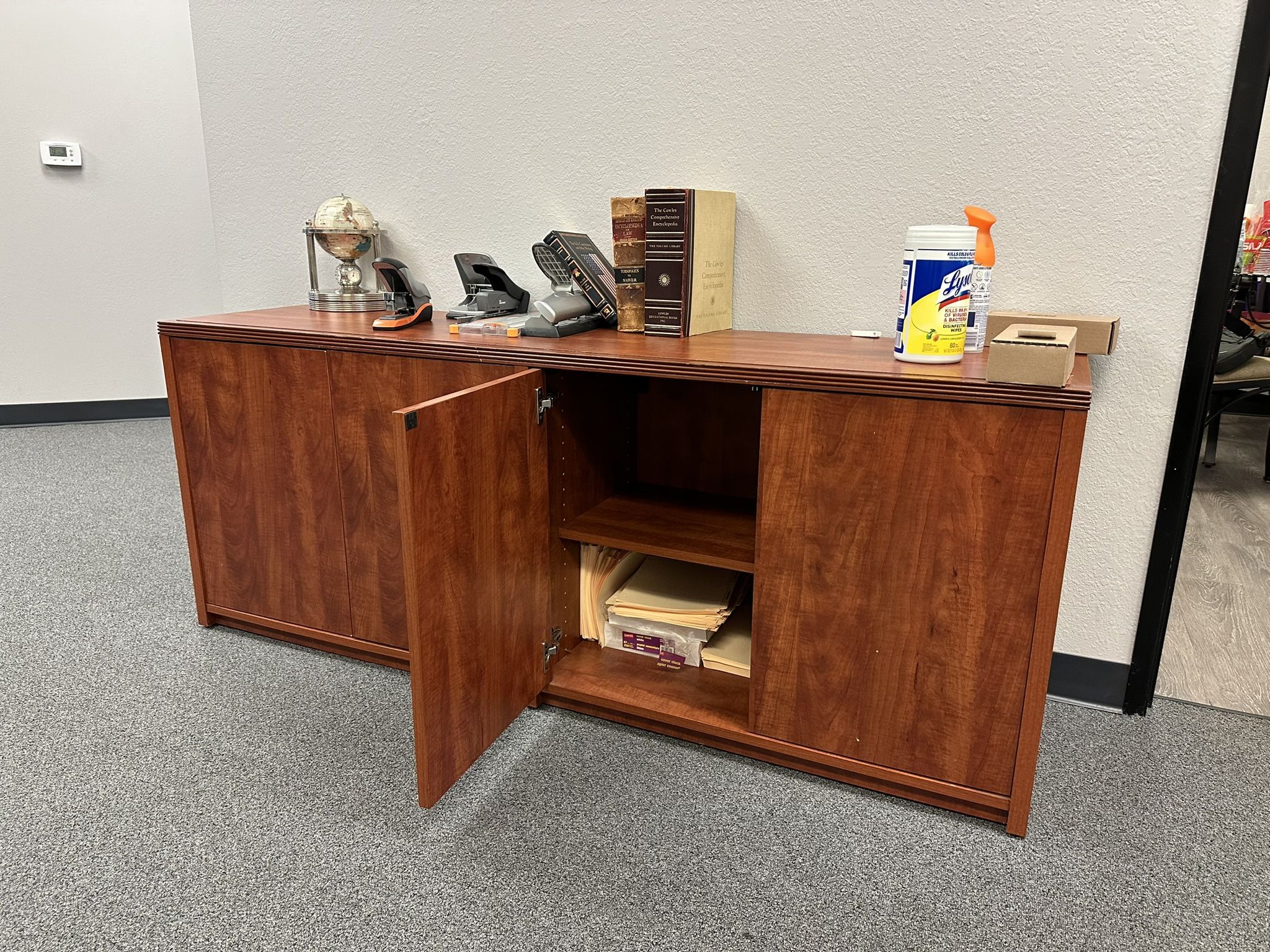 Walnut hard wood credenza cabinet