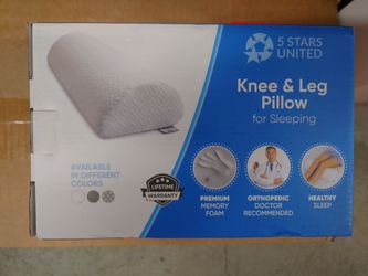 5 STARS UNITED Knee Pillow for Back Sleeping – Half Moon Bolster Pillow for Legs, Under Knee Pillow for Sleeping on Back, Memory Foam Leg Pillow for B