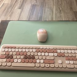 Pastel Pink Wireless Keyboard and Mouse Set