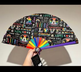 Disney Rainbow Love Mickey Folding Hand Fan Large