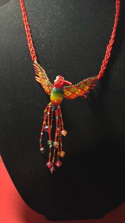 Beaded hummingbird Pendant Necklace