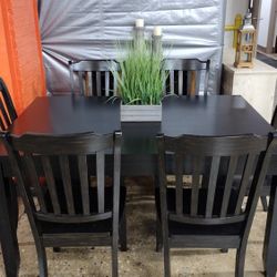 Beautiful Black With Shades Of Cedar In Table And Chairs (New)