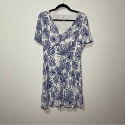 Desigual Women white blue tropical babydoll nadia floral jersey dress