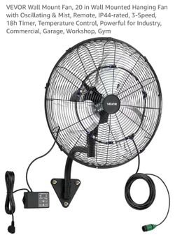 Vector wall mounted fan with misting system