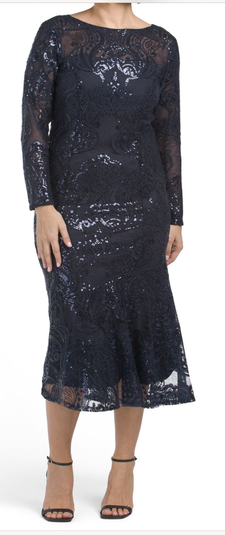 Marina Lace illusion Sequins Dress