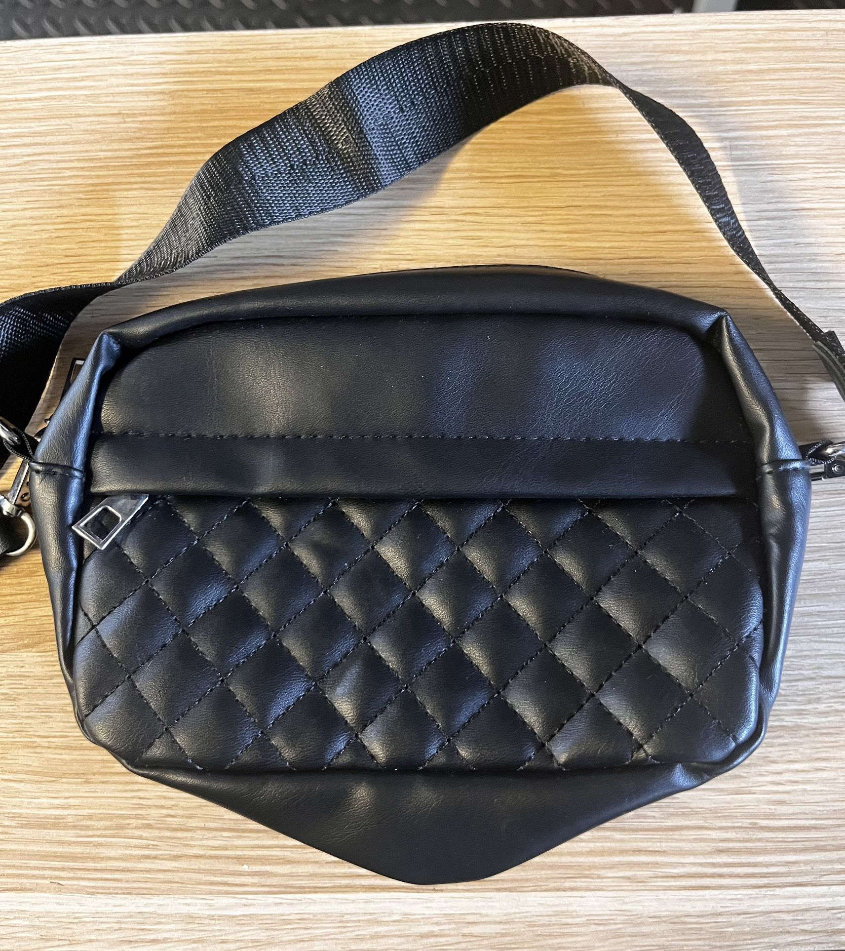 New, Nice Black Faux Leather Belt Bag
