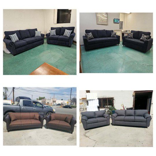 Brand NEW Couches ,black, Brown, Grey FABRIC Sofa And Loveseat Set 2pcs