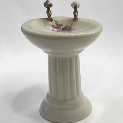 New Miniature Ceramic Pedestal Sink Dollhouse Figurine