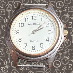 Waltham 1980s Quartz Watch Head White Dial Japan Movement, 1.5”, AS IS