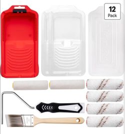 Mister Rui 4 Inch Paint Roller Kit, 12-Piece Mini Roller Set