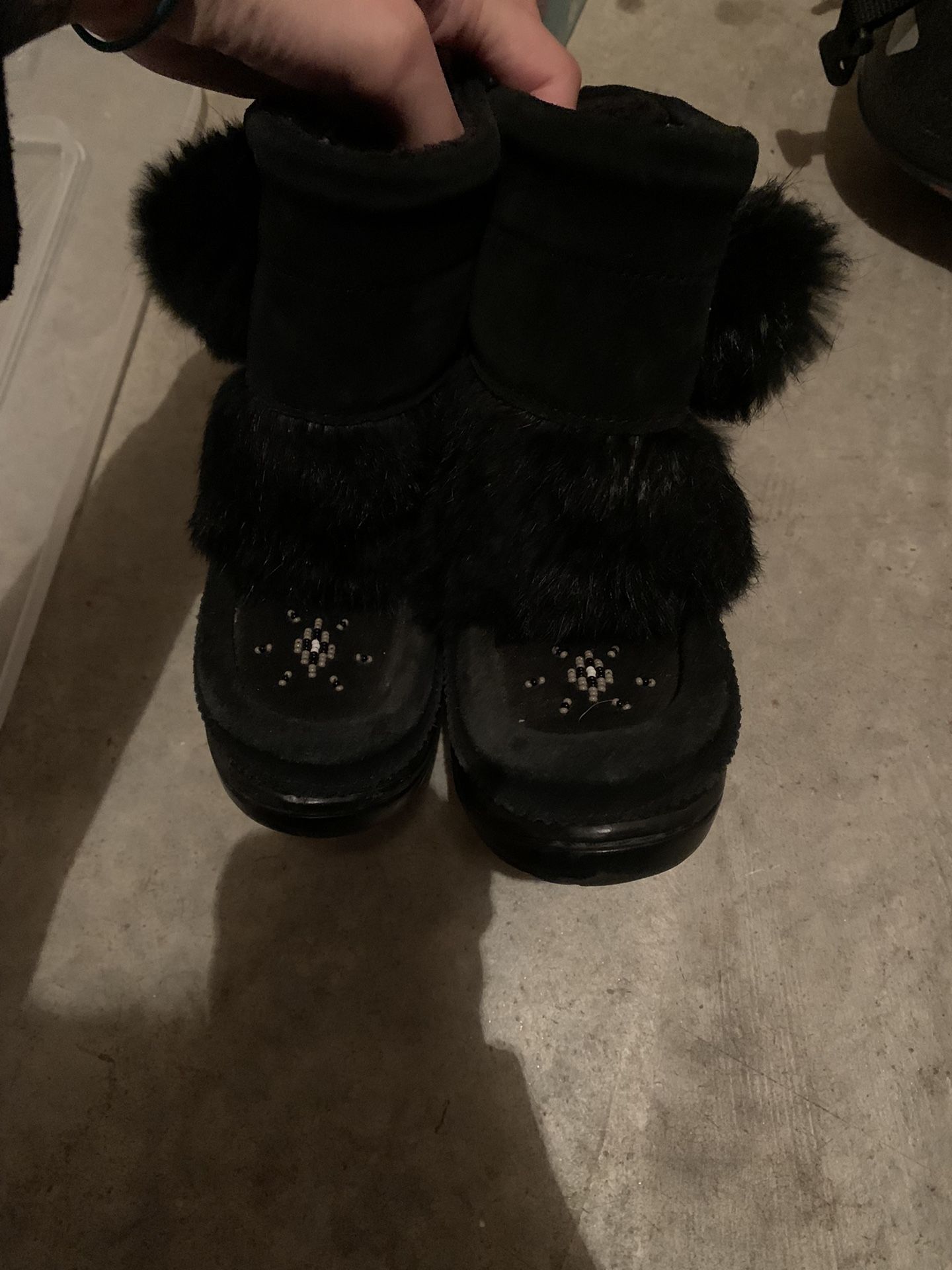 Rabbit Fur Manitoba Mukluks In Toddler Size 10