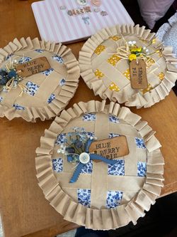 Primitive fake pie tiered tray decor