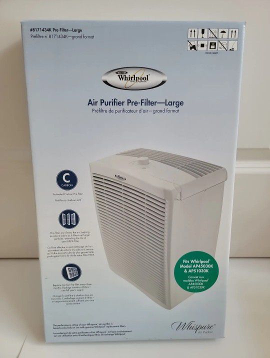4 NEW Whirlpool Air Purifier Pre-Filter Large #(contact info removed)K Fits: AP45030K, AP51030K