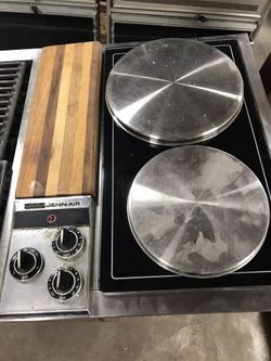 Vintage Jean-Air electric stove top downdraft blower range stainless steel 47