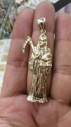 14K GOLD SOLID SANTA MUERTE 26 GRAMS
