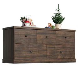 5 Drawers Dresser 45" TV Stand Cabinet Organizer Modern Wood Chest for Bedroom Living Room - Brown $70