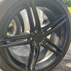 20 Inch Black Drag Rims Still Look New  5 By 108 (INCLUDES FALCON TIRES)