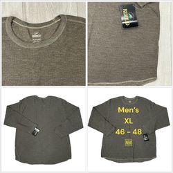 Men's RedHead XL 46 - 48 Crew Thermal Shirt Brown Base Layer Waffle Knit NWT