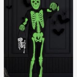 Halloween skeleton costume kids, glow in the dark skeleton costume size medium