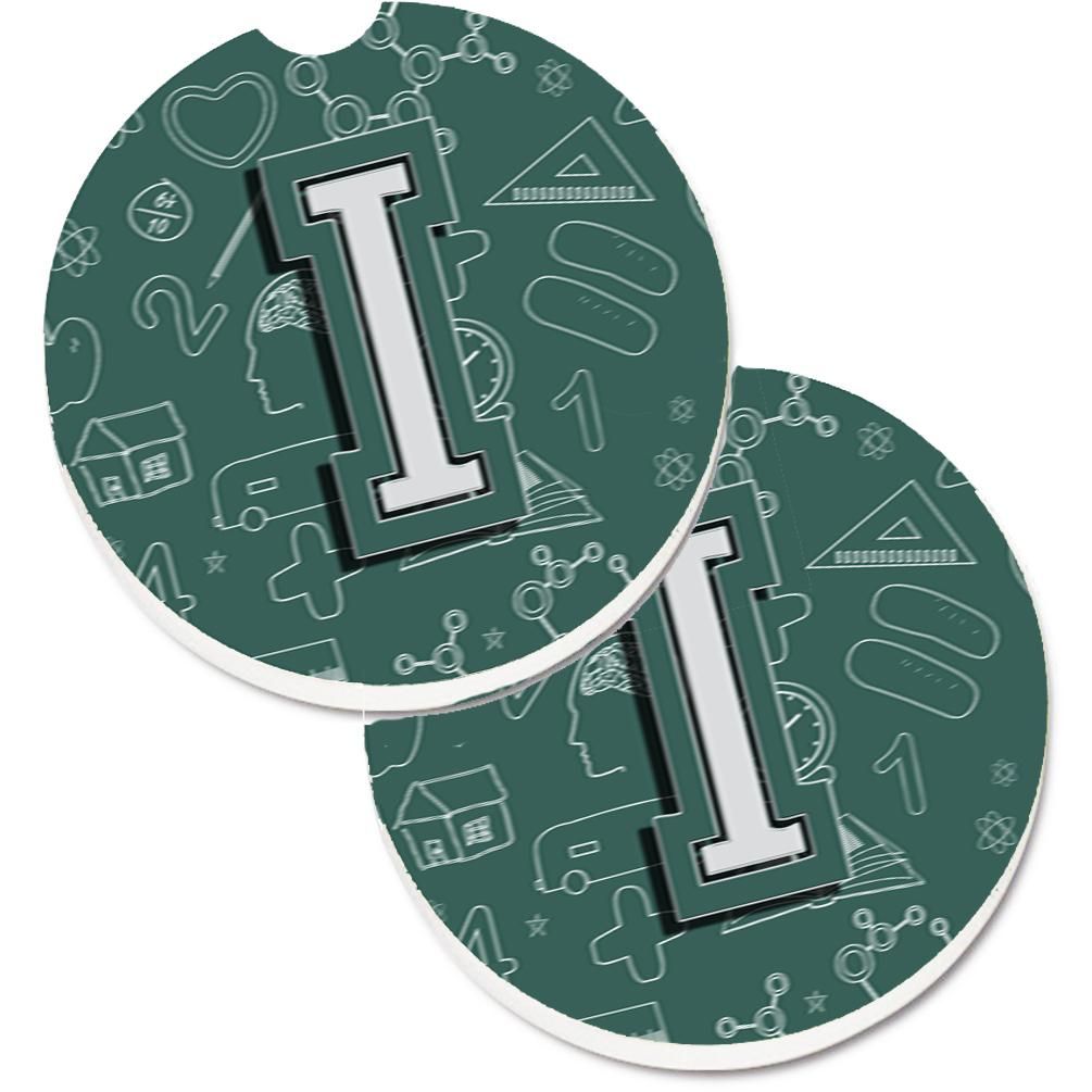 Caroline's Treasures CJ2010-ICARC Letter I Back to School Initial Set of 2 Cup Holder Car Coasters , Large, multicolor