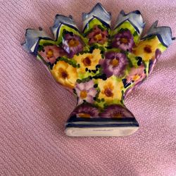 Jay Willfred Hand Painted Made Portugal 6' Ceramic Five Finger Vase 