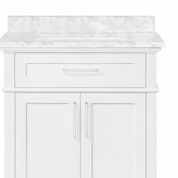 Home Decorators Collection Sonoma 30 in. W x 22 in. D Bath Vanity in White with Carrara Marble Vanity Top in White with White Basin