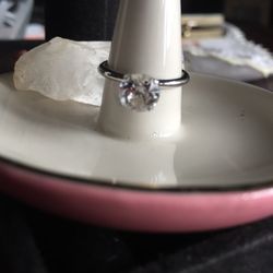 1980’s Uncas Vanderbilt Sterling Silver Solitaire Cubic Zirconia Engagement Ring Size 6