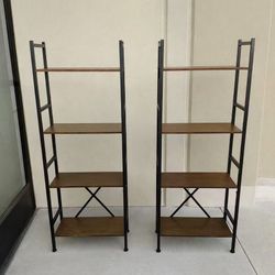 New In Box 60x10x56 Inches Tall 4 Tier Bookshelf Display Triple Can Separate Shelf Rack Steel Frame Rustic Brown Laminate 