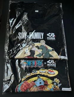 Kura Sushi Spy Family and One Piece Collab Shirts