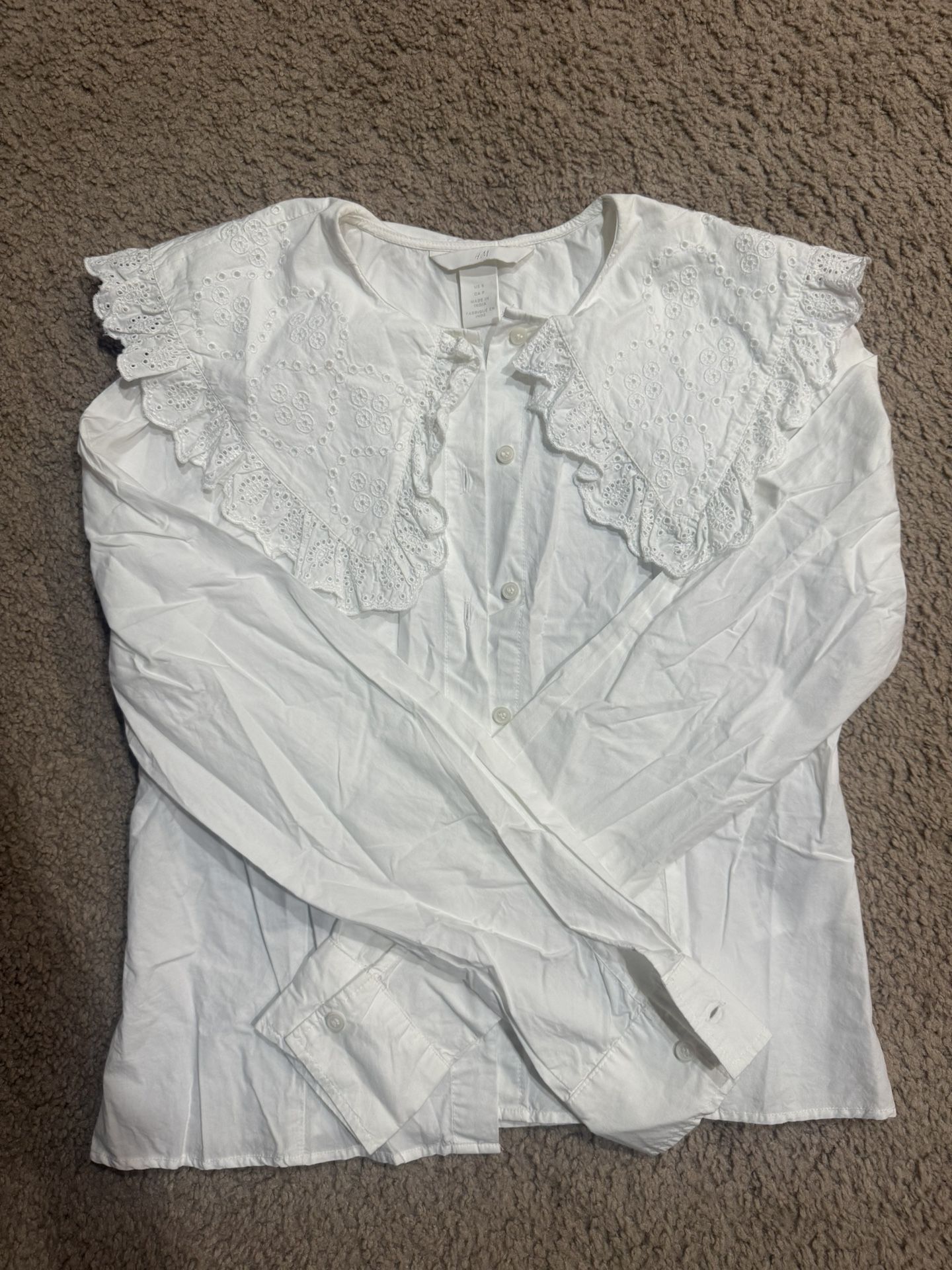 H&M Women White Shirt Doll Collar