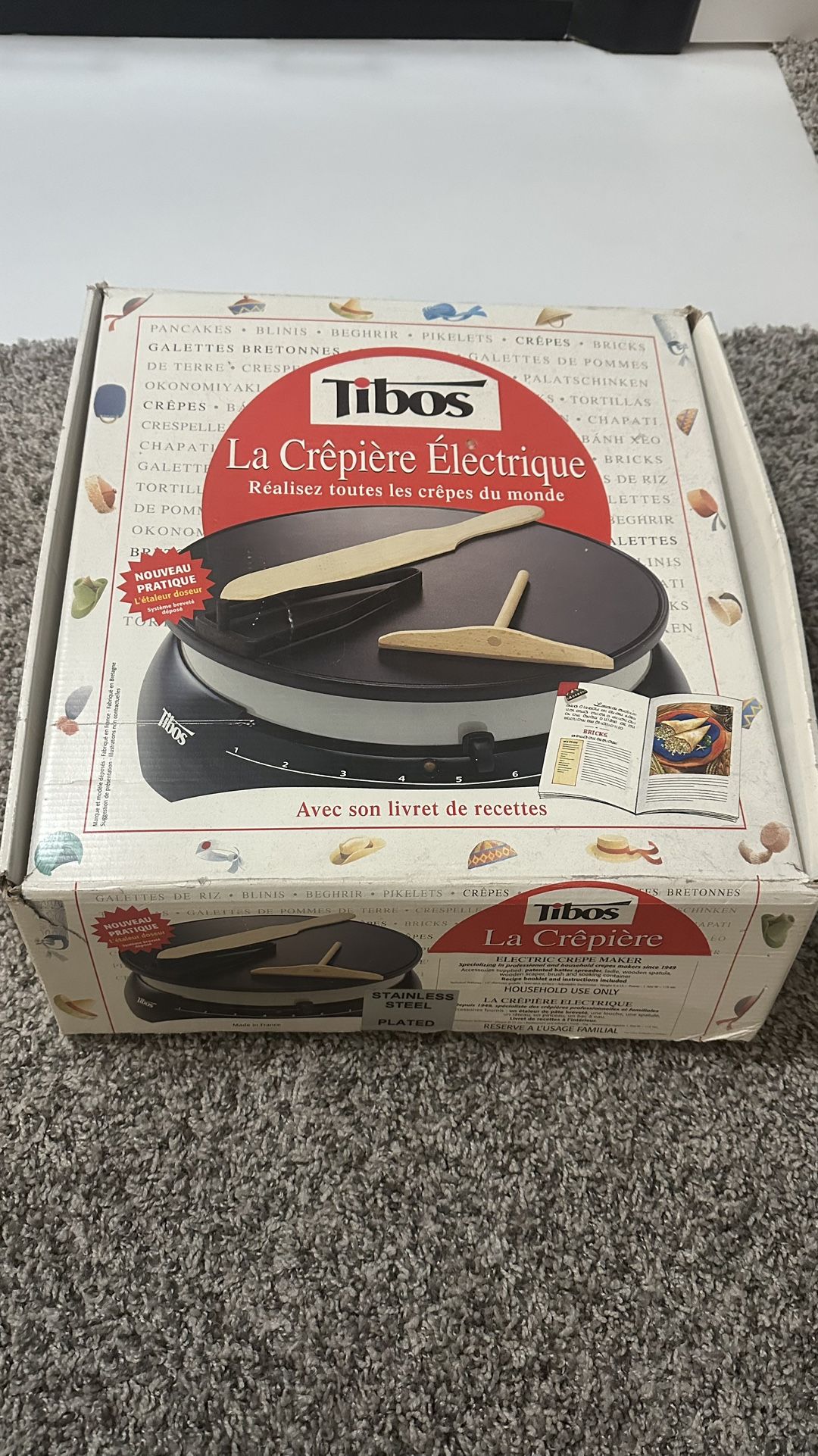 Tibos Krampouz Electric Single Crepe Maker Original Crepe Pan France