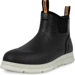 Men's Deck Boots, Lightweight Waterproof Fishing Rain Boots, Anti-Slip Rubber Shoes with Breathable 3mm Neoprene Lining Fishing, Boating, Size 13