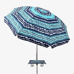 7ft Beach Umbrella with Built-in Table Tray，UPF 50+ beach umbrellas for sand heavy duty wind portable, 
