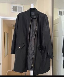 Black Longline Bomber Jacket with Gold Zipper