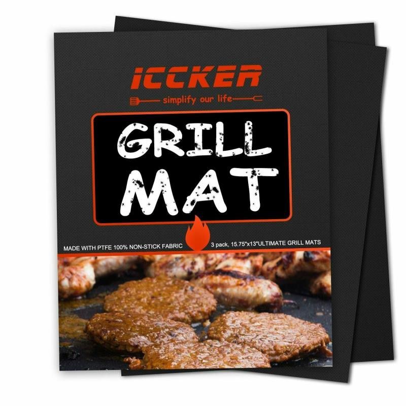 Grill Mat - Set of 3 Heavy Duty BBQ Grill Mats - Non Stick, Reusable, and Easy to Clean Barbecue Grilling Accessories