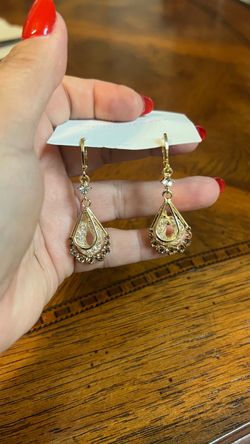 Gold Teardrop Crystal Drop Earrings