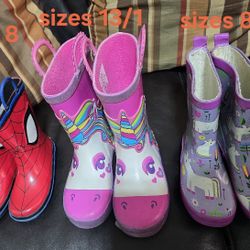 Rain boots at 10 each 