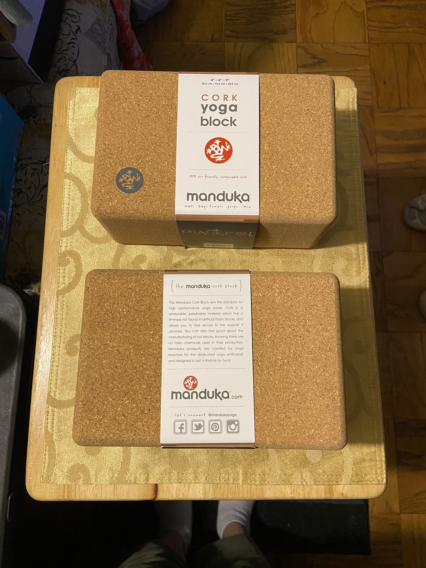 Manduka Cork Yoga Blocks- New 4x6x9