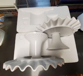White Ceramic Pedestal Cake Stands Set