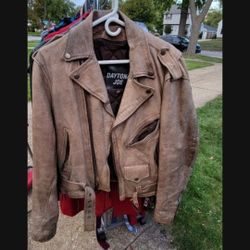 40 Daytona Joe Riding Jacket Leather Vintage Lace Up Medium