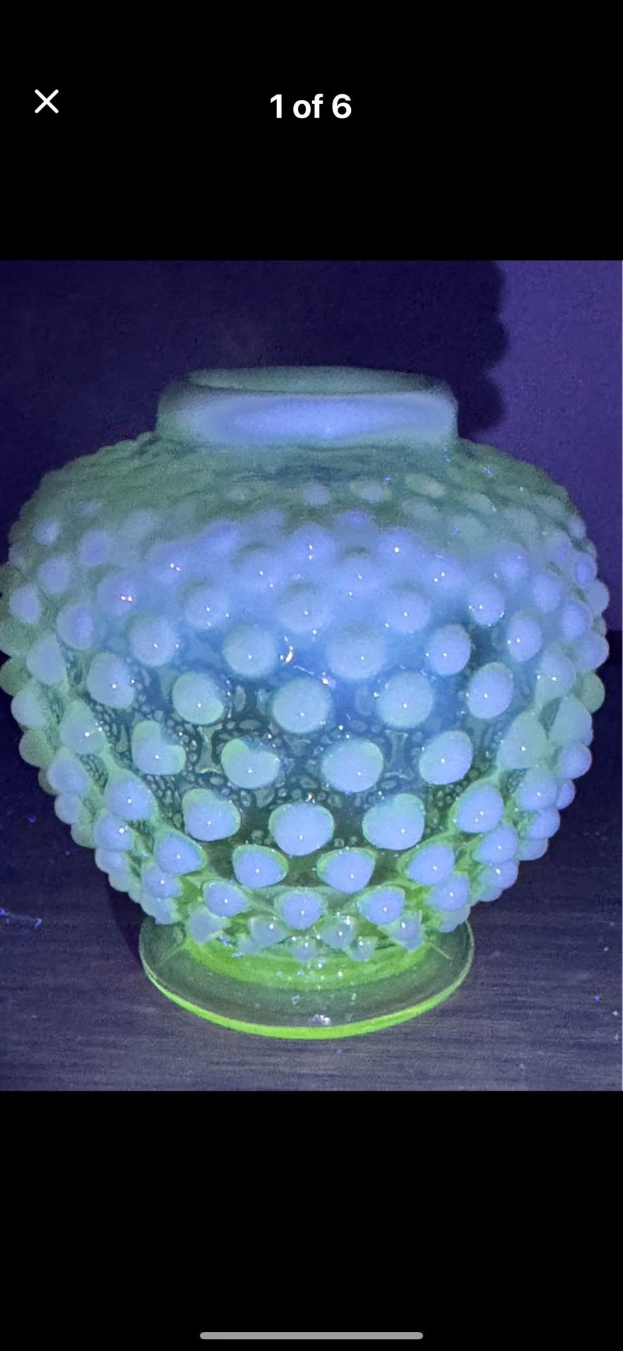 Uranium Hobnail Opalescent Milk Glass Ginger jar With The Lid!