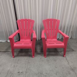 Pair of Red Plastic outdoor chairs