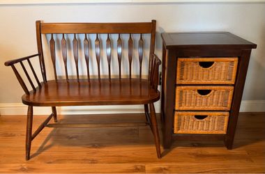 Small Bench & Side Drawer Table
