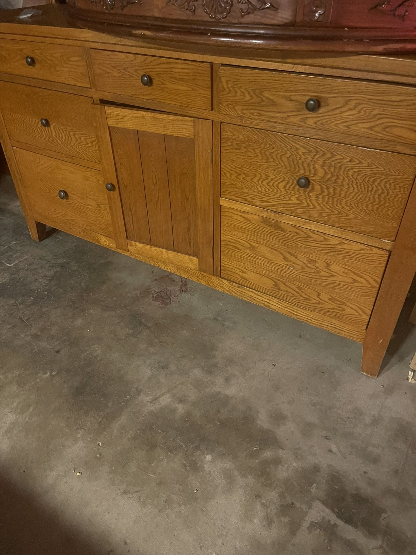 Solid Wood Dresser and Sculptured Mirror - Negotiable
