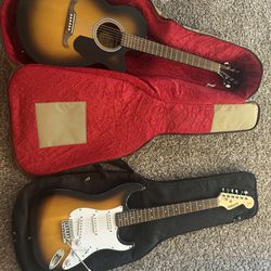 2 Fender Guitars And R25 Amp W/cords
