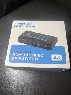 TCNEWCL 4-Port 4K HDMI KVM Switch Box 1:4 w/ Remote, USB & HDMI Cables