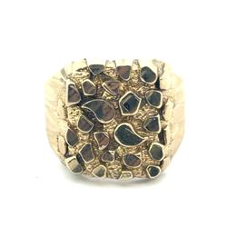 Men’s 10k Yellow Gold Square Nugget Ring Size 10 GP3123325